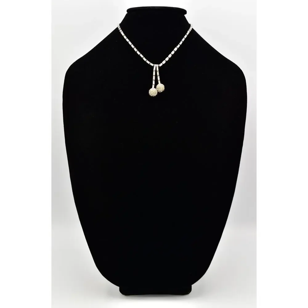 Ledo Vintage Crystal Collar Necklace Baguette Prong Rhinestone Signed 50s BinA17